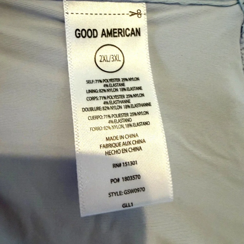 Good American Always Fits Leopard Smocked Bikini‎ Top Women 2XL/3XL Blue Black